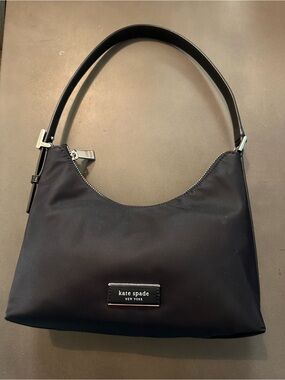 kate spade Black Nylon Shoulder Bag with Leather Trim